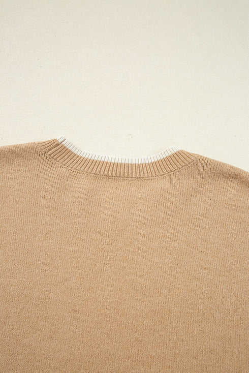 Contrast Bow Sleeve Crew Neck Sweater