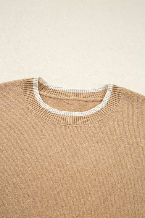 Contrast Bow Sleeve Crew Neck Sweater