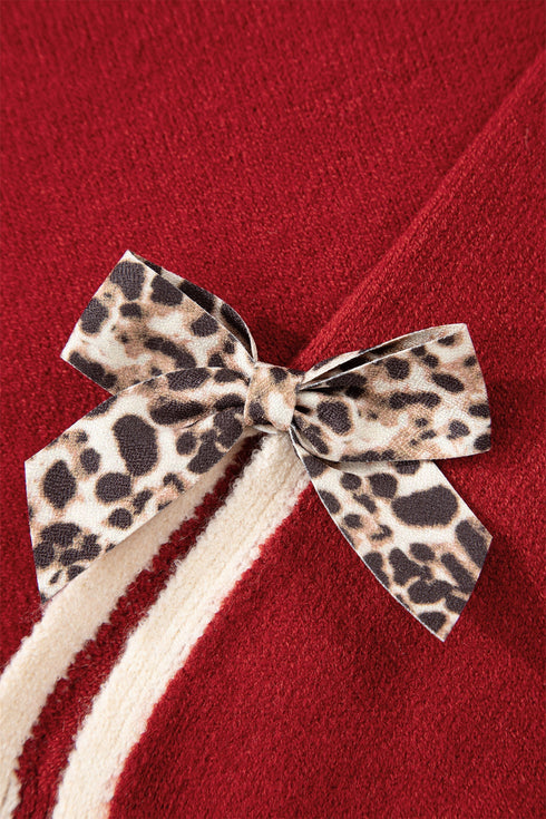 Contrast Bow Sleeve Crew Neck Sweater
