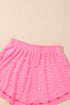 Contrast Bow Trim Pearl Puff Sleeve Blouse and Skort 2pcs Set