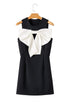Contrast Bowknot Applique Crew Neck Sleeveless Mini Dress