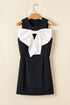 Contrast Bowknot Applique Crew Neck Sleeveless Mini Dress