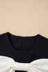 Contrast Bowknot Applique Crew Neck Sleeveless Mini Dress