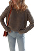 Contrast Cable Knit Sleeve Crew Neck Sweater