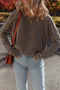 Contrast Cable Knit Sleeve Crew Neck Sweater