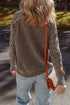 Contrast Cable Knit Sleeve Crew Neck Sweater