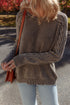 Contrast Cable Knit Sleeve Crew Neck Sweater