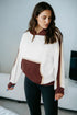 Contrast Colorblock Patchwork Hooded Kangaroo Pocket Sweatshirt