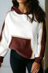 Contrast Colorblock Patchwork Hooded Kangaroo Pocket Sweatshirt
