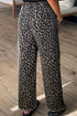 Contrast Cuff Leopard Print Wide Leg Jeans