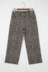 Contrast Cuff Leopard Print Wide Leg Jeans