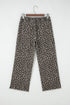 Contrast Cuff Leopard Print Wide Leg Jeans