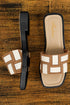 Contrast Detail Faux Leather Square Toe Slippers