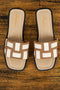 Contrast Detail Faux Leather Square Toe Slippers