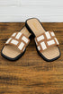 Contrast Detail Faux Leather Square Toe Slippers