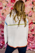 Contrast Detail Ribbed Knit Quarter Zip Sweater