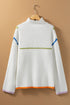 Contrast Detail Ribbed Knit Quarter Zip Sweater