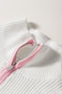 Contrast Detail Ribbed Knit Quarter Zip Sweater