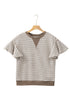 Contrast Detail Striped Ruffle Short Sleeve Top