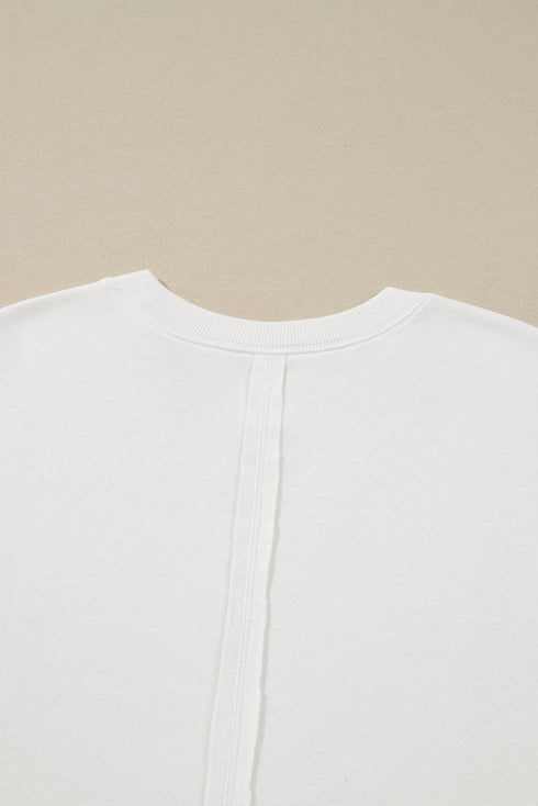 Contrast Dot Floral Patchwork Exposed Seam Sweatshirt