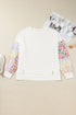 Contrast Dot Floral Patchwork Exposed Seam Sweatshirt