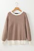 Contrast Edge Crew Neck Drop Shoulder Sweater