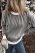 Contrast Edge Crew Neck Drop Shoulder Sweater