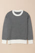 Contrast Edge Crew Neck Drop Shoulder Sweater