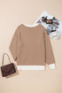 Contrast Edge Crew Neck Drop Shoulder Sweater
