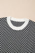 Contrast Edge Crew Neck Drop Shoulder Sweater