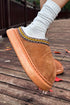 Contrast Edge Suede Texture Plush Lined Platform Boots
