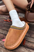Contrast Edge Suede Texture Plush Lined Platform Boots