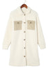 Contrast Flap Pocket Single Breasted Teddy Coat