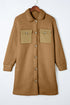 Contrast Flap Pocket Single Breasted Teddy Coat