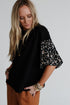 Contrast Floral Puff Sleeve Oversized Top