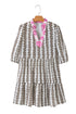 Contrast Floral V Neck Printed Bracelet Sleeve Dress