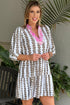 Contrast Floral V Neck Printed Bracelet Sleeve Dress