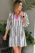 Contrast Floral V Neck Printed Bracelet Sleeve Dress