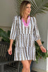 Contrast Floral V Neck Printed Bracelet Sleeve Dress