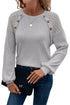 Contrast Lace Raglan Sleeve Buttoned Ribbed Top