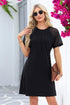 Contrast Lace Raglan Sleeve Pleated Detail Shift Dress