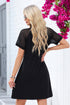 Contrast Lace Raglan Sleeve Pleated Detail Shift Dress