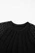 Contrast Lace Raglan Sleeve Pleated Detail Shift Dress