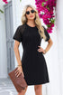 Contrast Lace Raglan Sleeve Pleated Detail Shift Dress