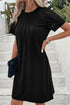 Contrast Lace Raglan Sleeve Pleated Detail Shift Dress