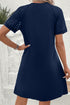 Contrast Lace Raglan Sleeve Pleated Detail Shift Dress