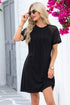 Contrast Lace Raglan Sleeve Pleated Detail Shift Dress