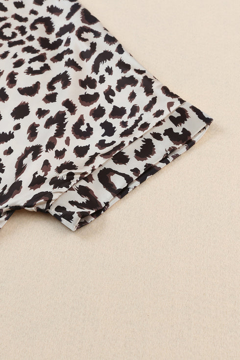 Contrast Leopard Color Block Blouse