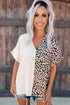 Contrast Leopard Color Block Blouse