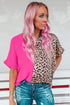 Contrast Leopard Color Block Blouse